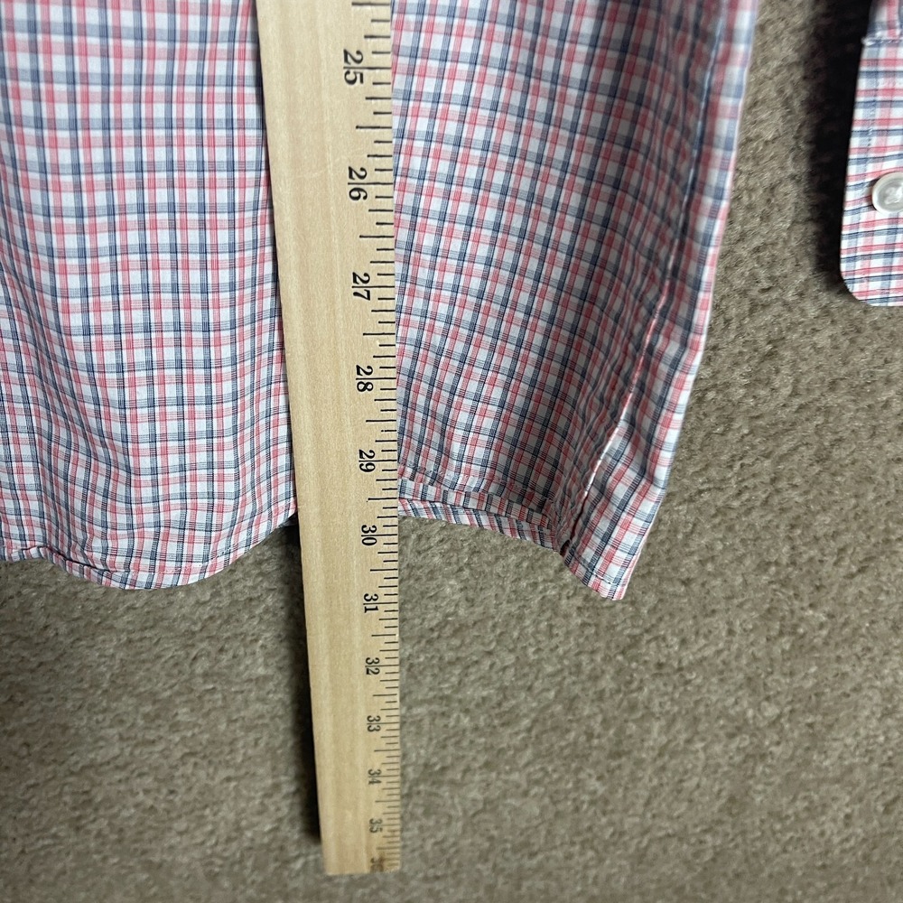 Hugo Boss Dress Shirt Mens 16 Large‎ Red Black Plaid Sharp Fit Button Up Cotton - Picture 5 of 12